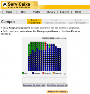 Terminal de Servicaixa, en el qual l’usuari fa accions seguint una seqüència determinada pel sistema (www.servicaixa.com)