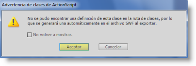 Advertencia de clases de ActionScript