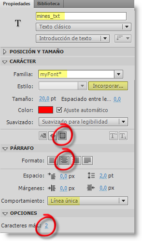 Propiedades del texto