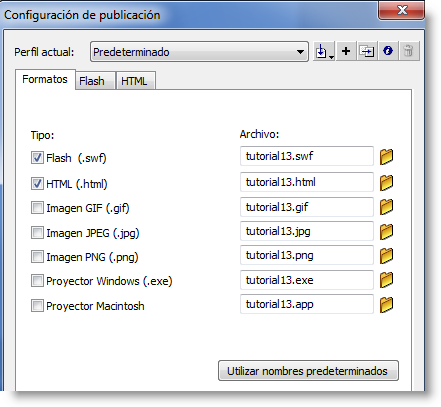 Configuración de publicación